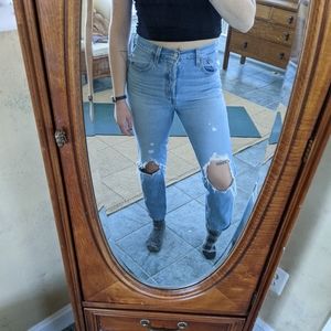 levi's ripped straight leg jeans.